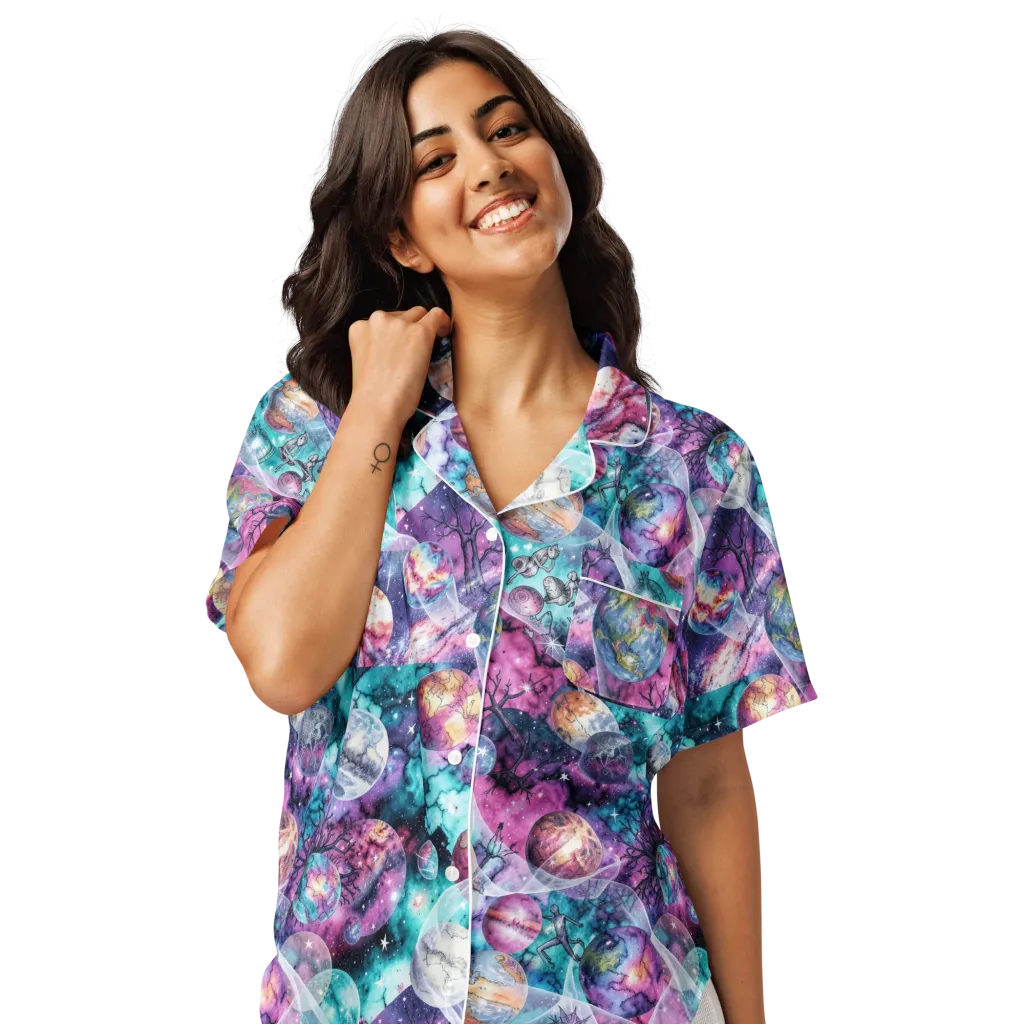 Celestial Menagerie on Women's Short Sleeve Pajama Top — Front