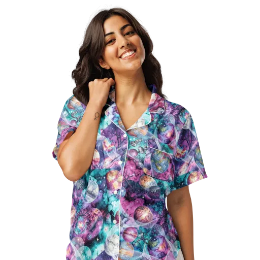 Celestial Menagerie on a Women's Short Sleeve Pajama Top