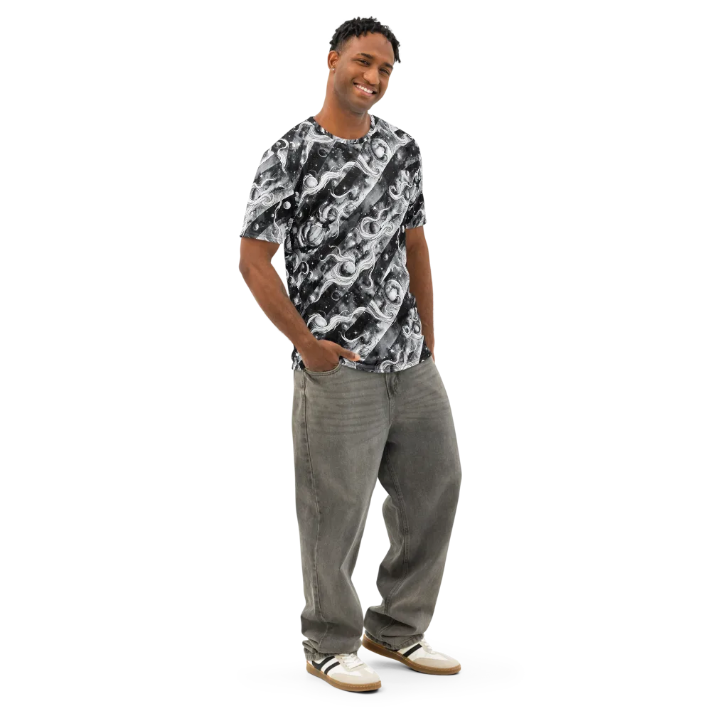 Starlit Sash on Men's Cotton Crew Neck T-Shirt — Right Front