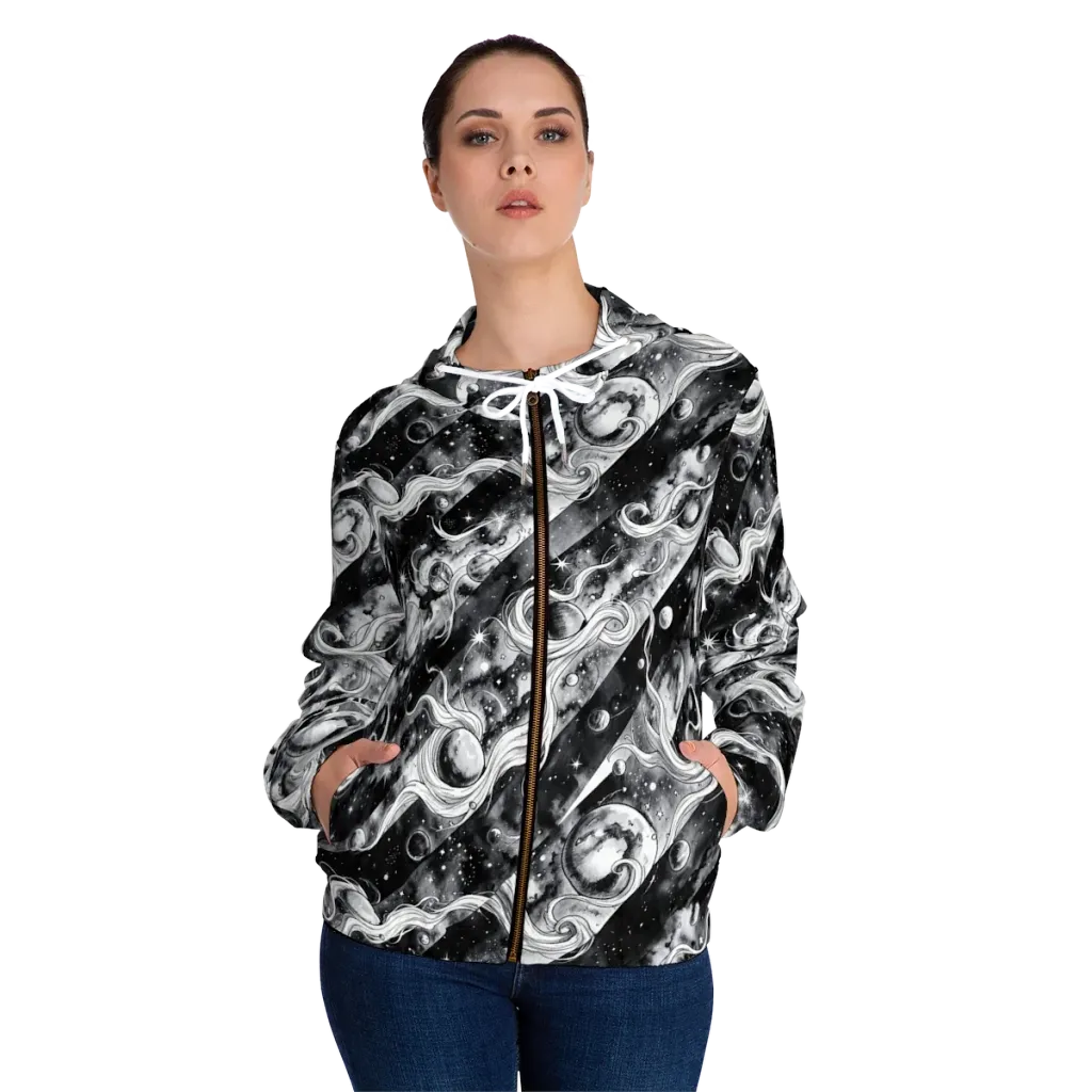 Starlit Sash on Women's Full-Zip Hoodie — Front On Person