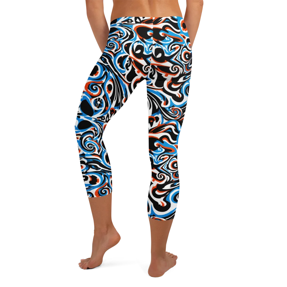 Cobalt Rhapsody on Capri Leggings — Back