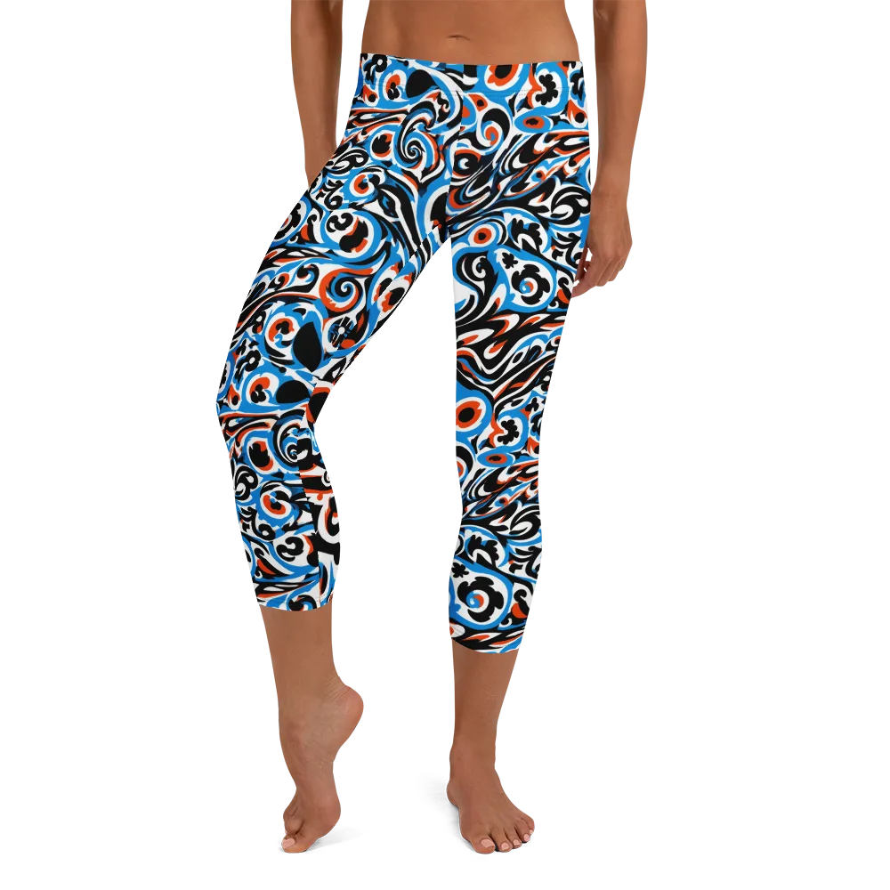 Cobalt Rhapsody on Capri Leggings — Front
