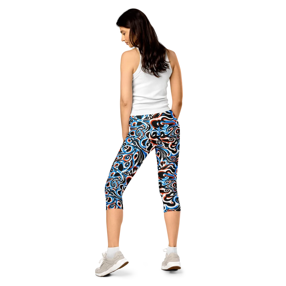 Cobalt Rhapsody on Capri Leggings — Back