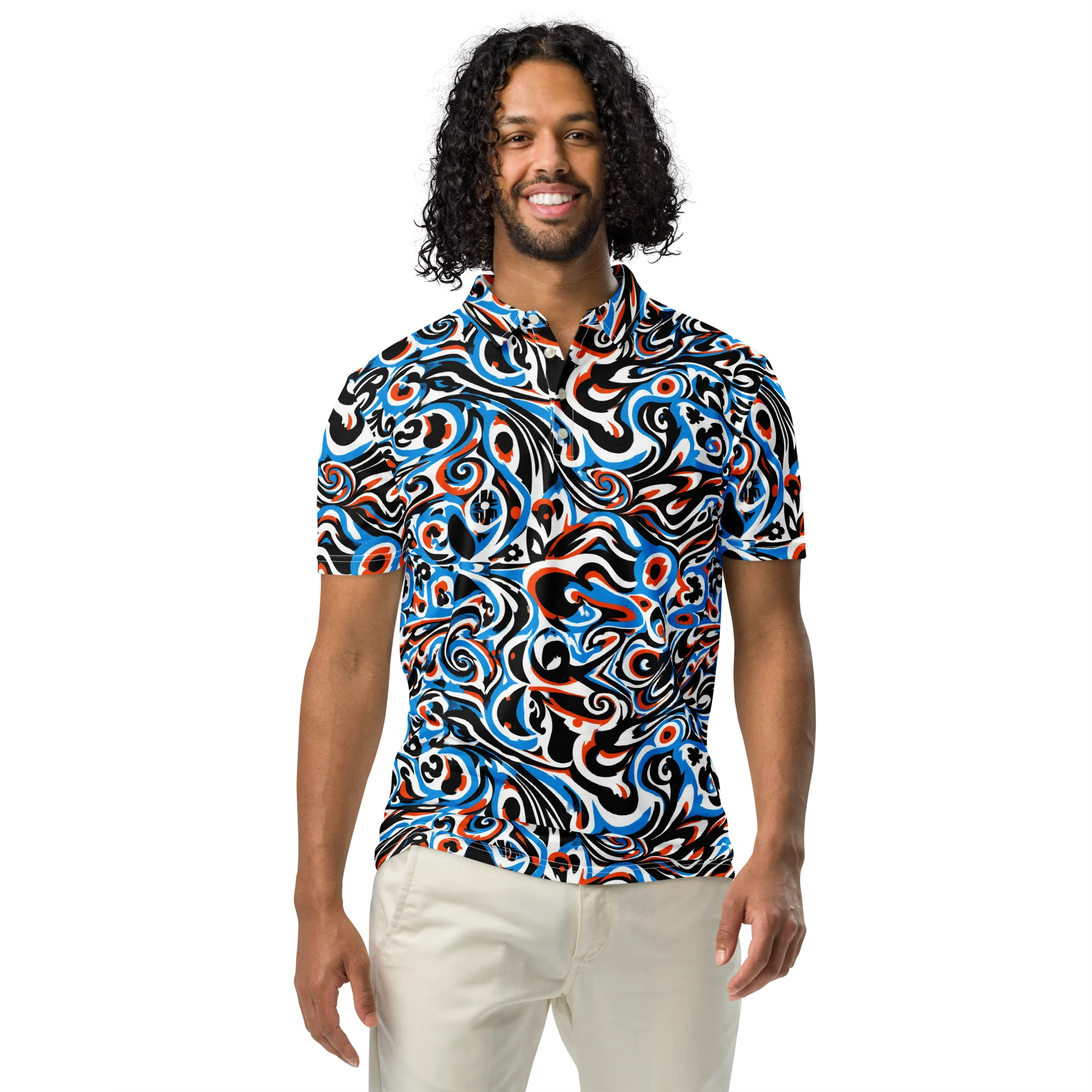 Cobalt Rhapsody on Men's Slim Fit Polo Shirt — Front