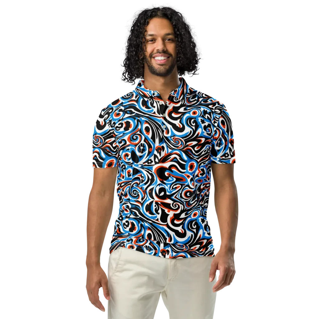 Cobalt Rhapsody on Men's Slim Fit Polo Shirt — Front