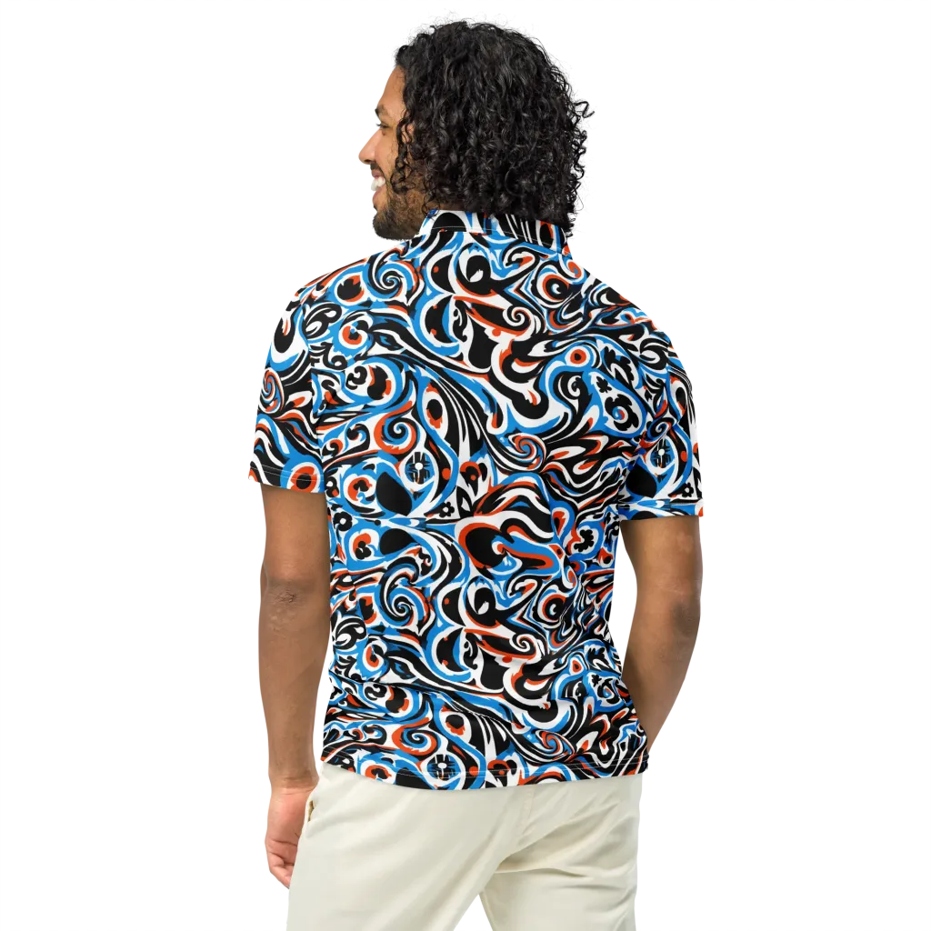 Cobalt Rhapsody on Men's Slim Fit Polo Shirt — Back