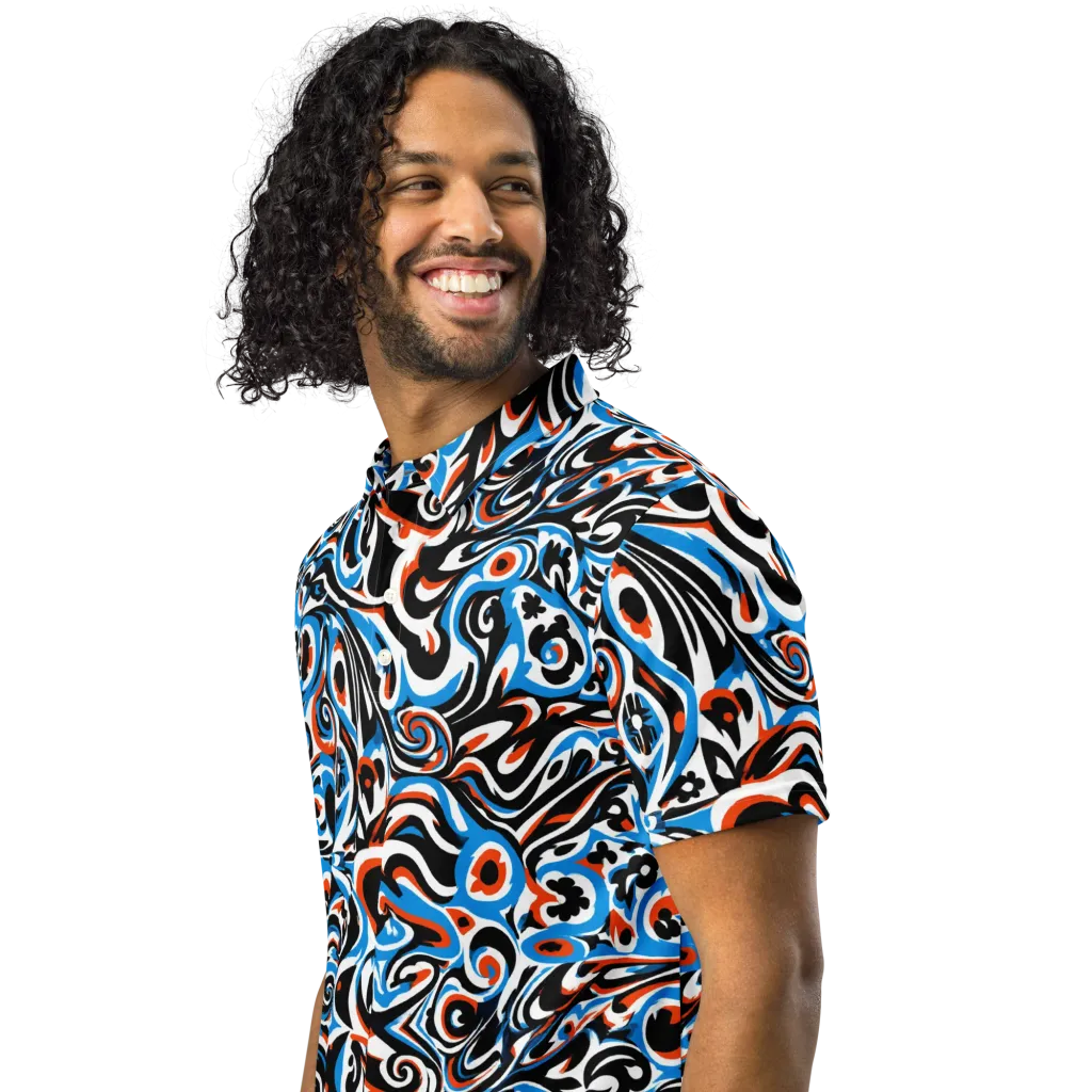 Cobalt Rhapsody on Men's Slim Fit Polo Shirt — Left Front