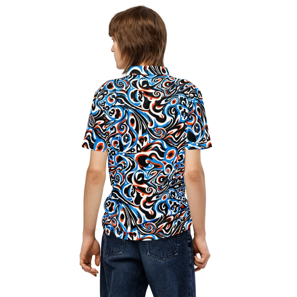 Cobalt Rhapsody on Men's Slim Fit Polo Shirt — Back