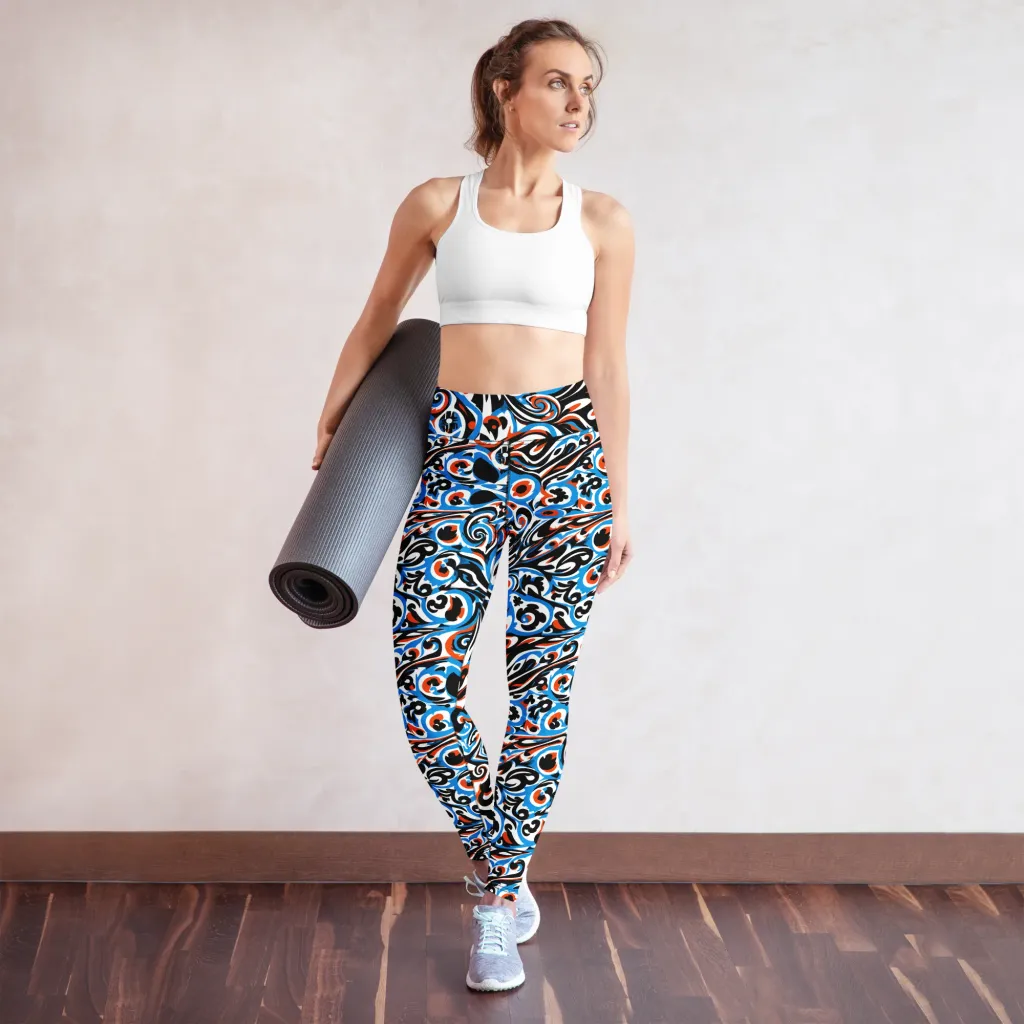 Cobalt Rhapsody on Yoga Leggings — Front