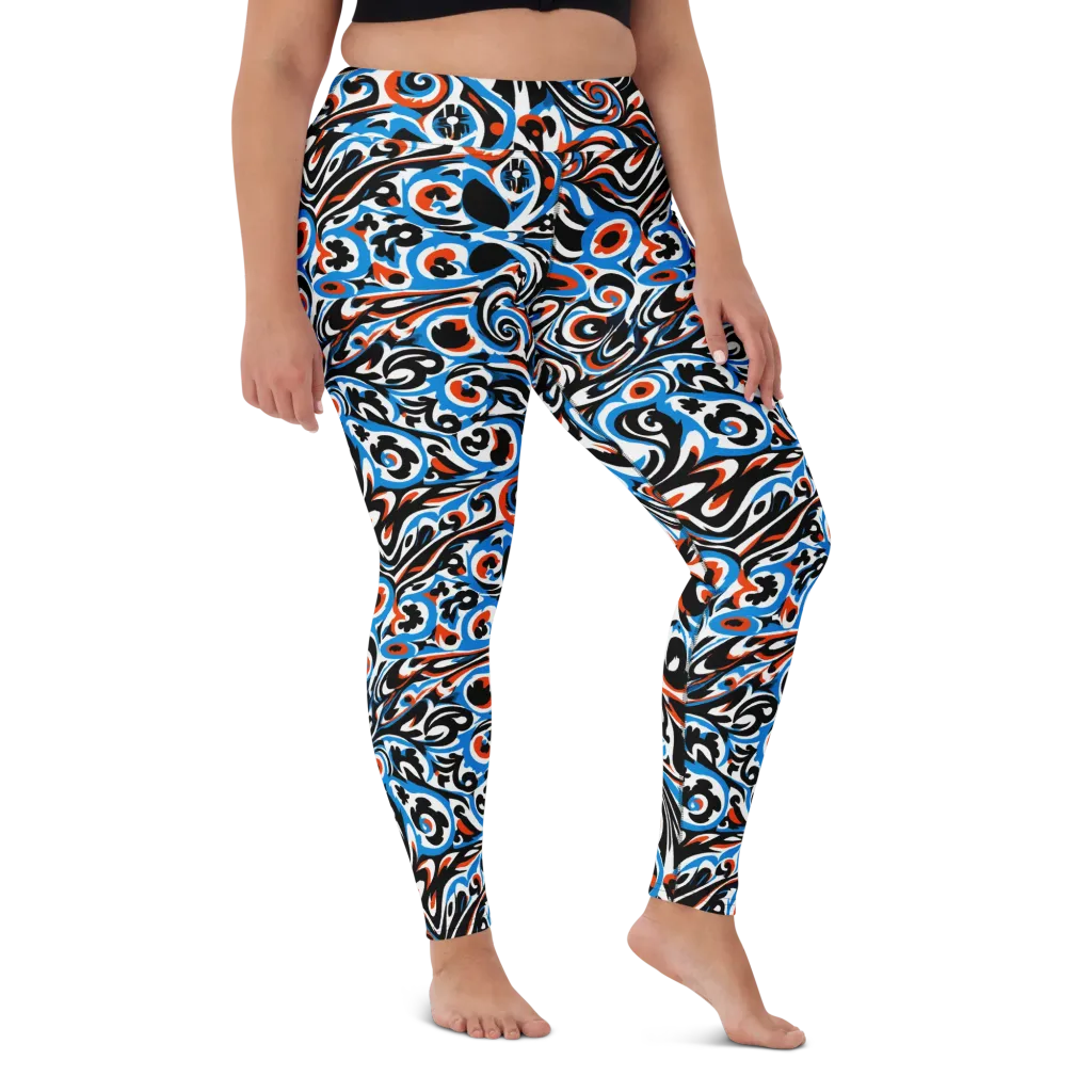Cobalt Rhapsody on Yoga Leggings — Front