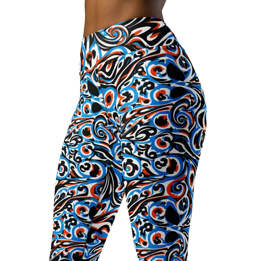 Cobalt Rhapsody on Yoga Leggings — Left Front