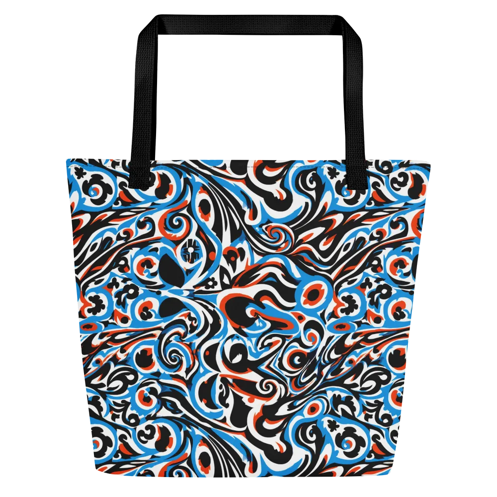 Cobalt Rhapsody on Large Tote Bag W/ Pocket — Front