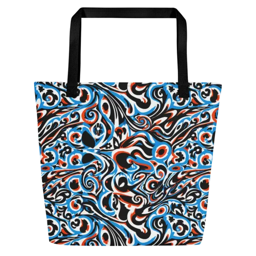 Cobalt Rhapsody on a Large Tote Bag W/ Pocket