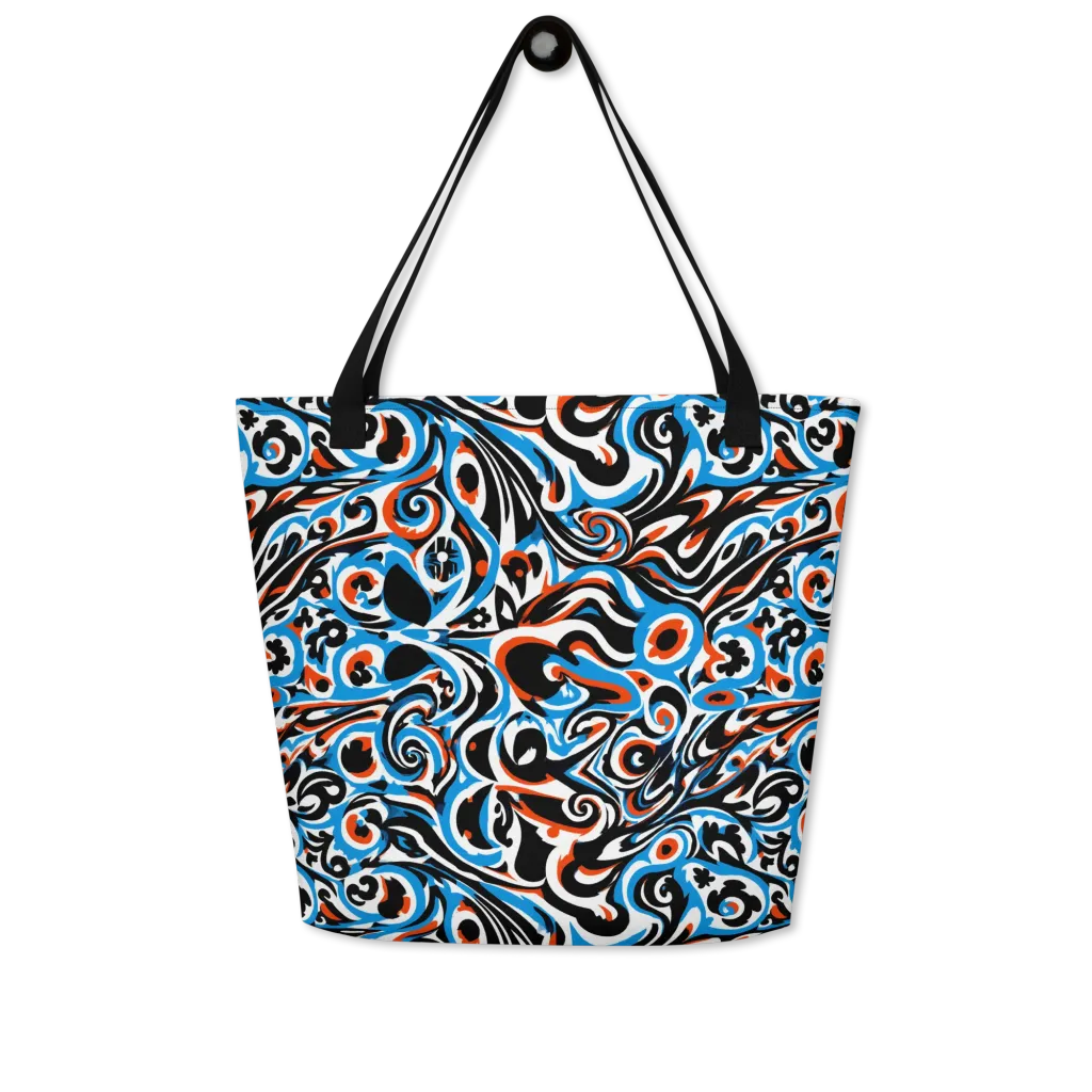 Cobalt Rhapsody on Large Tote Bag W/ Pocket — Front