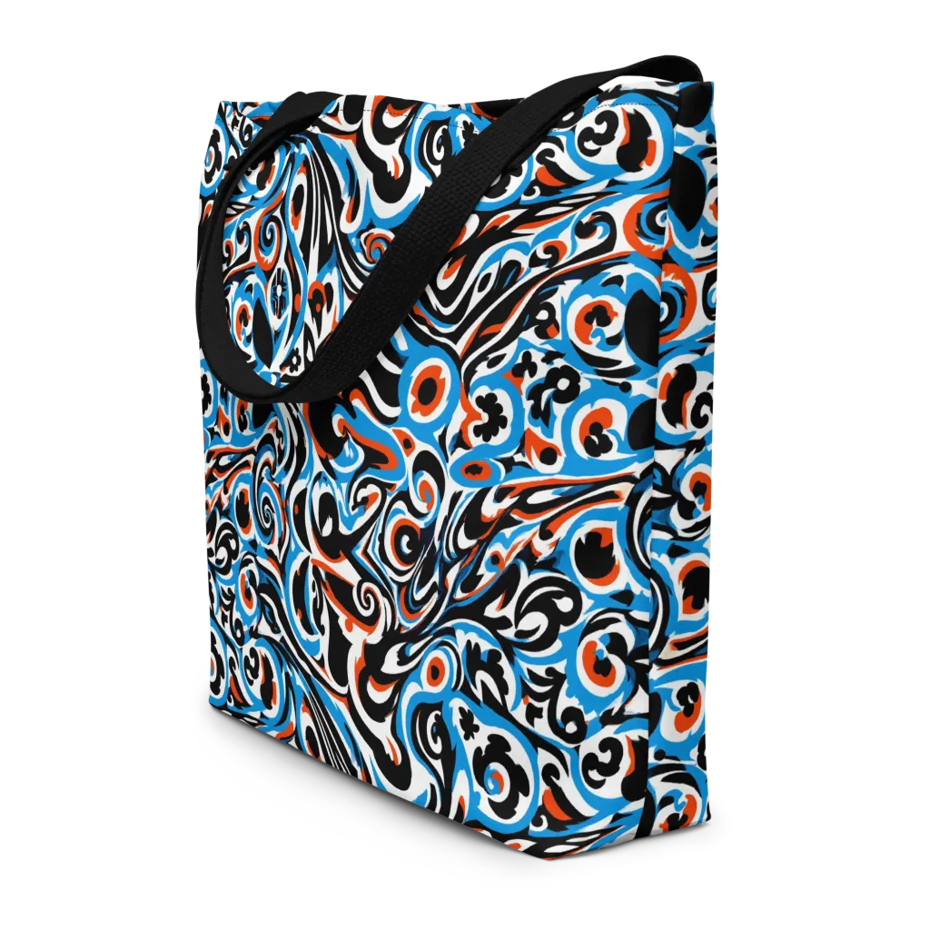 Cobalt Rhapsody on Large Tote Bag W/ Pocket — Front