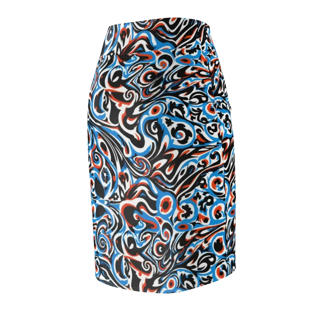 Cobalt Rhapsody on Pencil Skirt — Back Side
