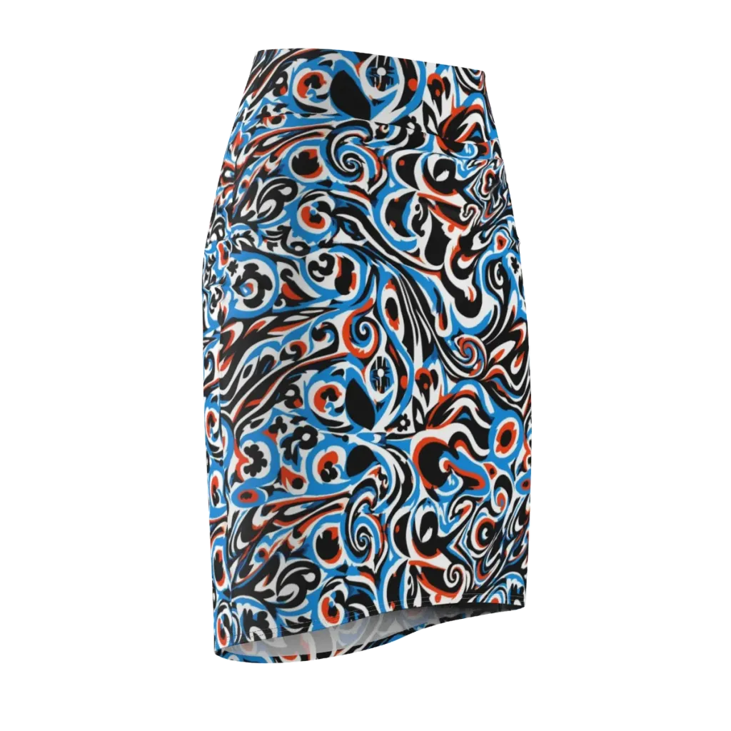Cobalt Rhapsody on Pencil Skirt — Front Side