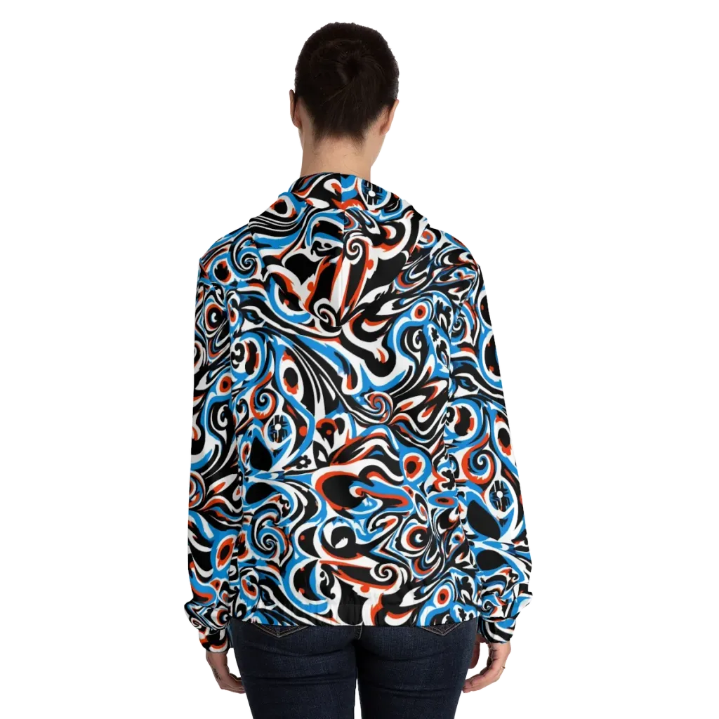 Cobalt Rhapsody on Women's Full-Zip Hoodie — Back On Person