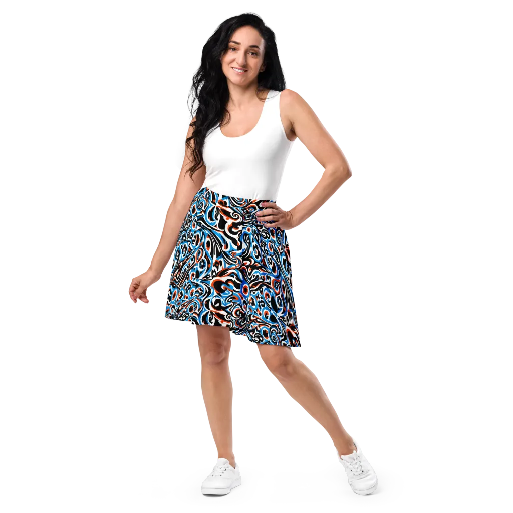 Cobalt Rhapsody on Skater Skirt — Front