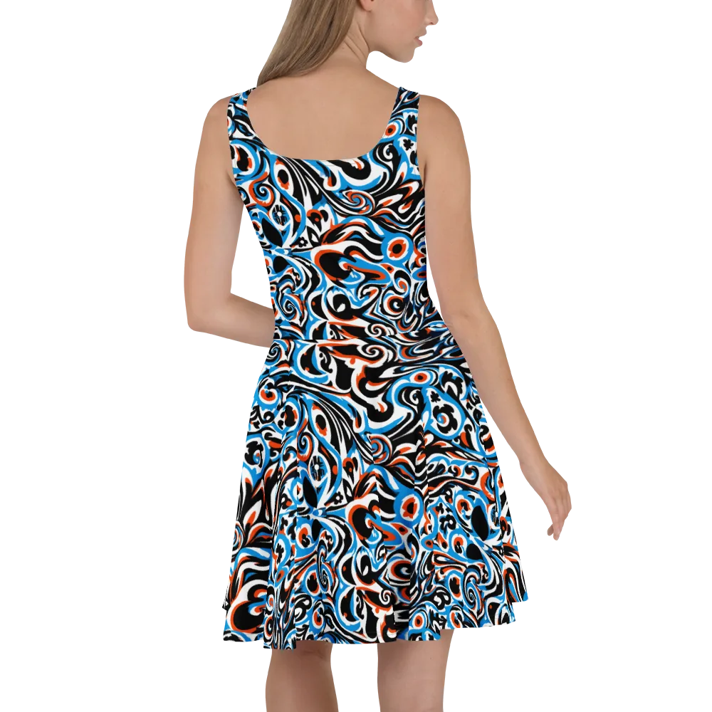 Cobalt Rhapsody on Skater Dress — Back