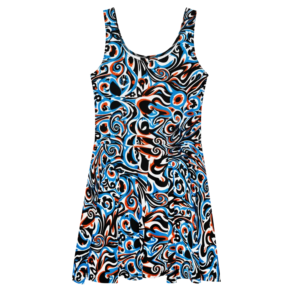 Cobalt Rhapsody on Skater Dress — Front