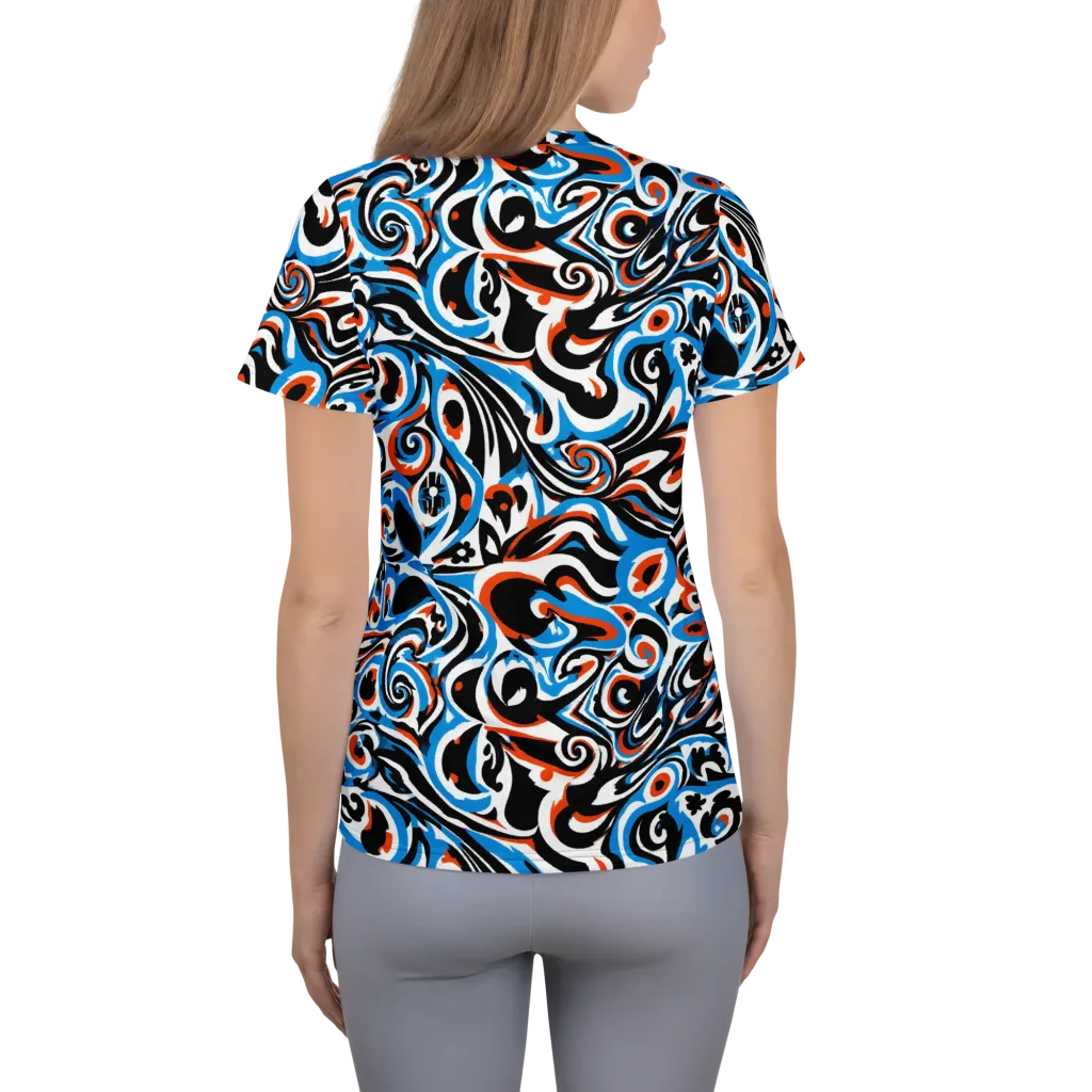 Cobalt Rhapsody on Women's Athletic T-Shirt — Back