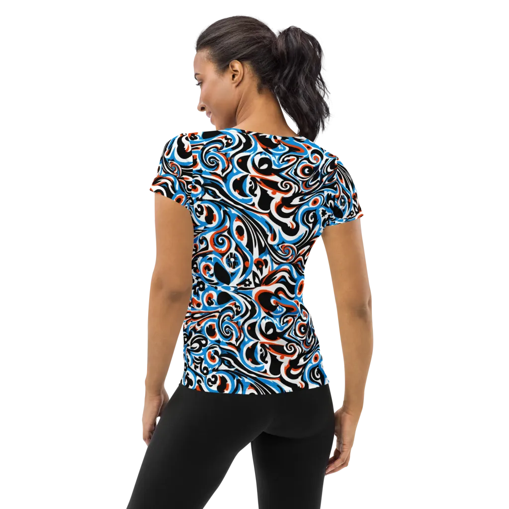 Cobalt Rhapsody on Women's Athletic T-Shirt — Back
