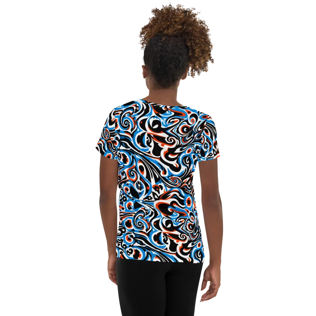 Cobalt Rhapsody on Women's Athletic T-Shirt — Back