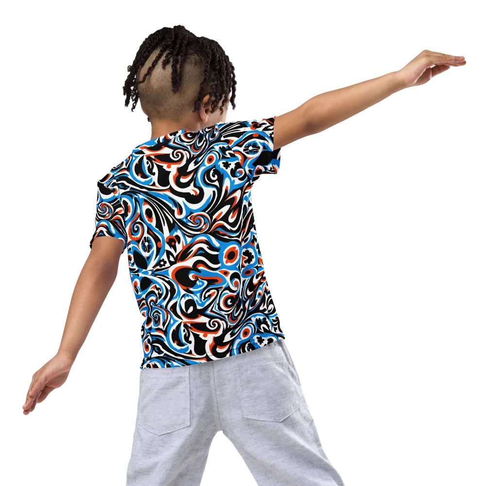 Cobalt Rhapsody on Kids Crew Neck T-Shirt — Back