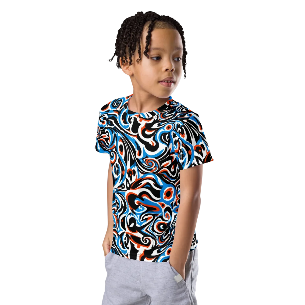Cobalt Rhapsody on Kids Crew Neck T-Shirt — Left Front