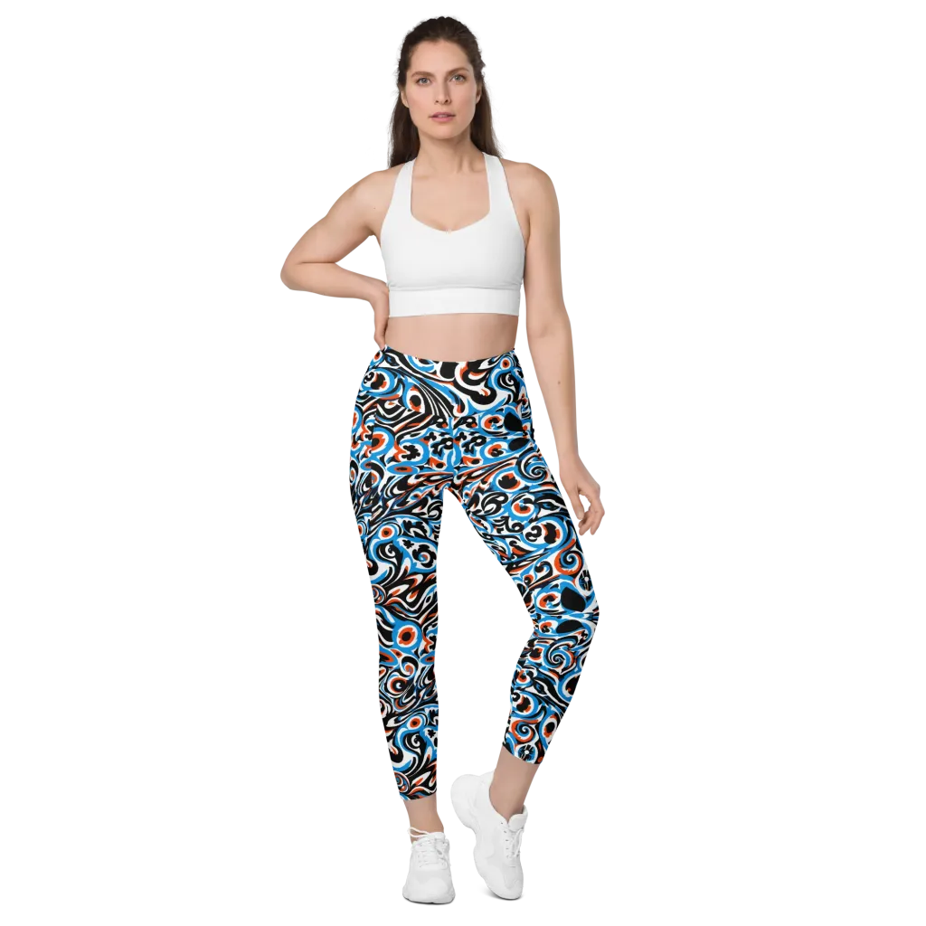 Cobalt Rhapsody on Leggings with Pockets — Front