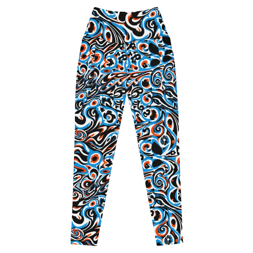 Cobalt Rhapsody on Leggings with Pockets — Front