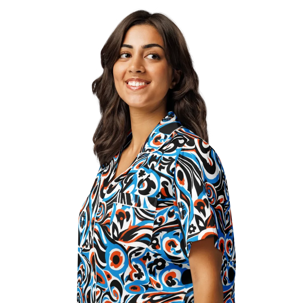 Cobalt Rhapsody on Women's Short Sleeve Pajama Top — Left Front