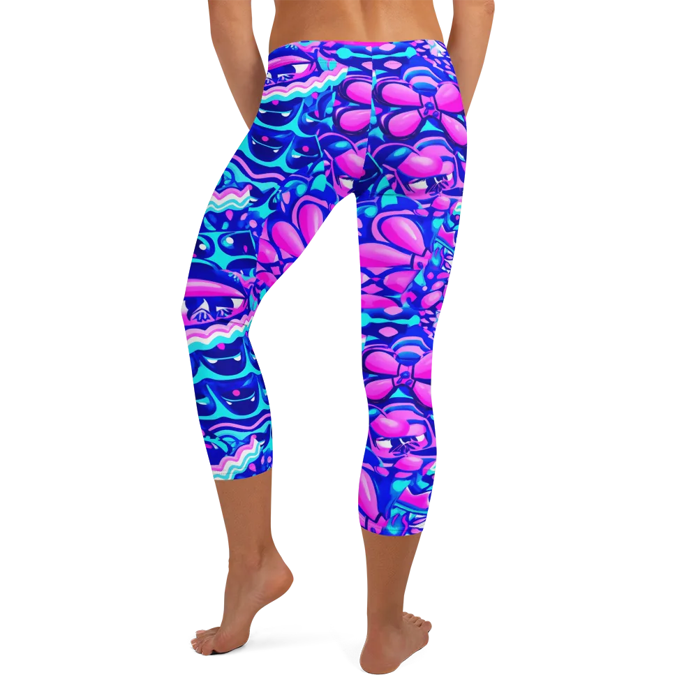 Electric Candy Riot on Capri Leggings — Back