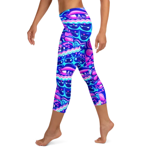 Electric Candy Riot on a Capri Leggings