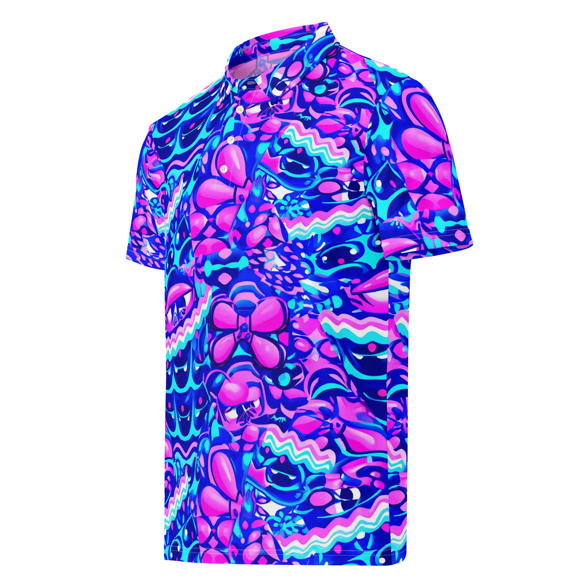 Electric Candy Riot on Men's Slim Fit Polo Shirt — Left Front
