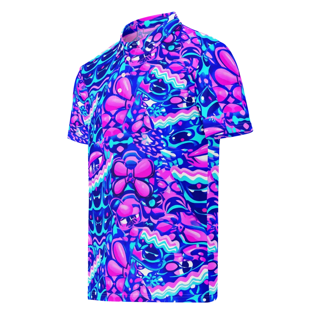 Electric Candy Riot on Men's Slim Fit Polo Shirt — Left Front