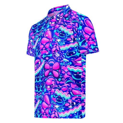 Electric Candy Riot on a Men's Slim Fit Polo Shirt