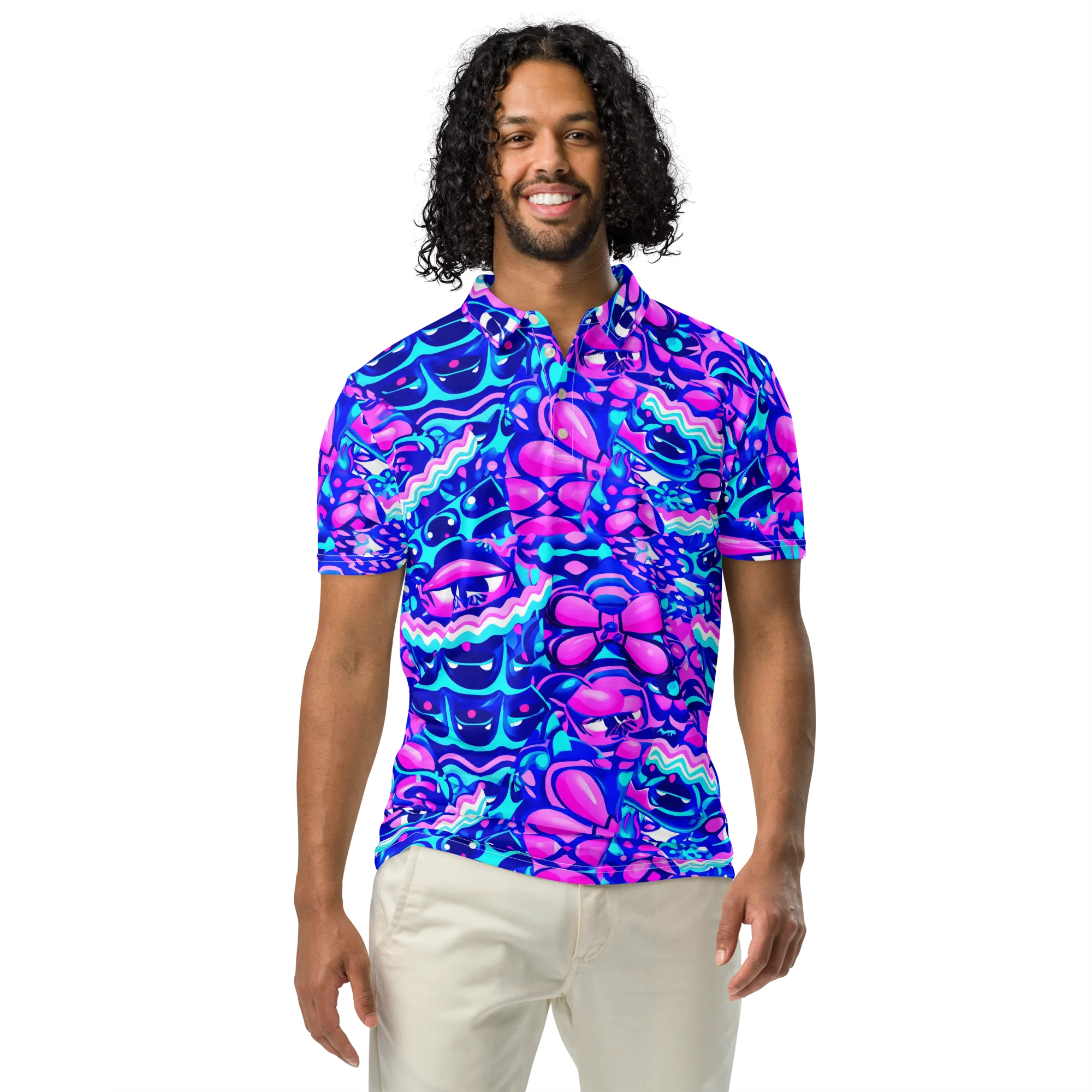 Electric Candy Riot on Men's Slim Fit Polo Shirt — Front