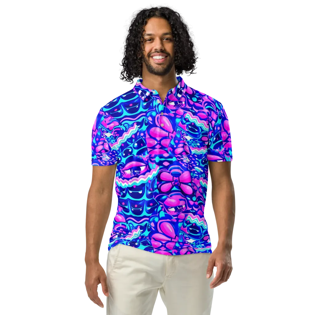 Electric Candy Riot on Men's Slim Fit Polo Shirt — Front