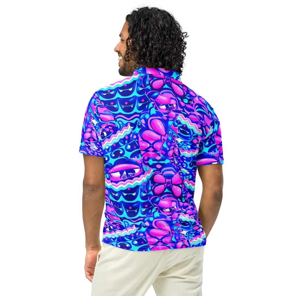 Electric Candy Riot on Men's Slim Fit Polo Shirt — Back