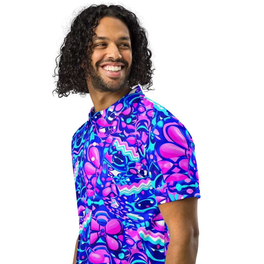 Electric Candy Riot on Men's Slim Fit Polo Shirt — Left Front