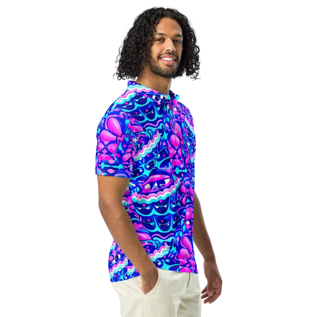 Electric Candy Riot on Men's Slim Fit Polo Shirt — Right Front
