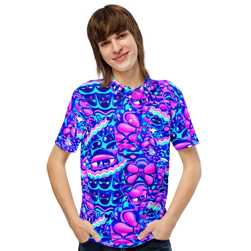 Electric Candy Riot on Men's Slim Fit Polo Shirt — Front