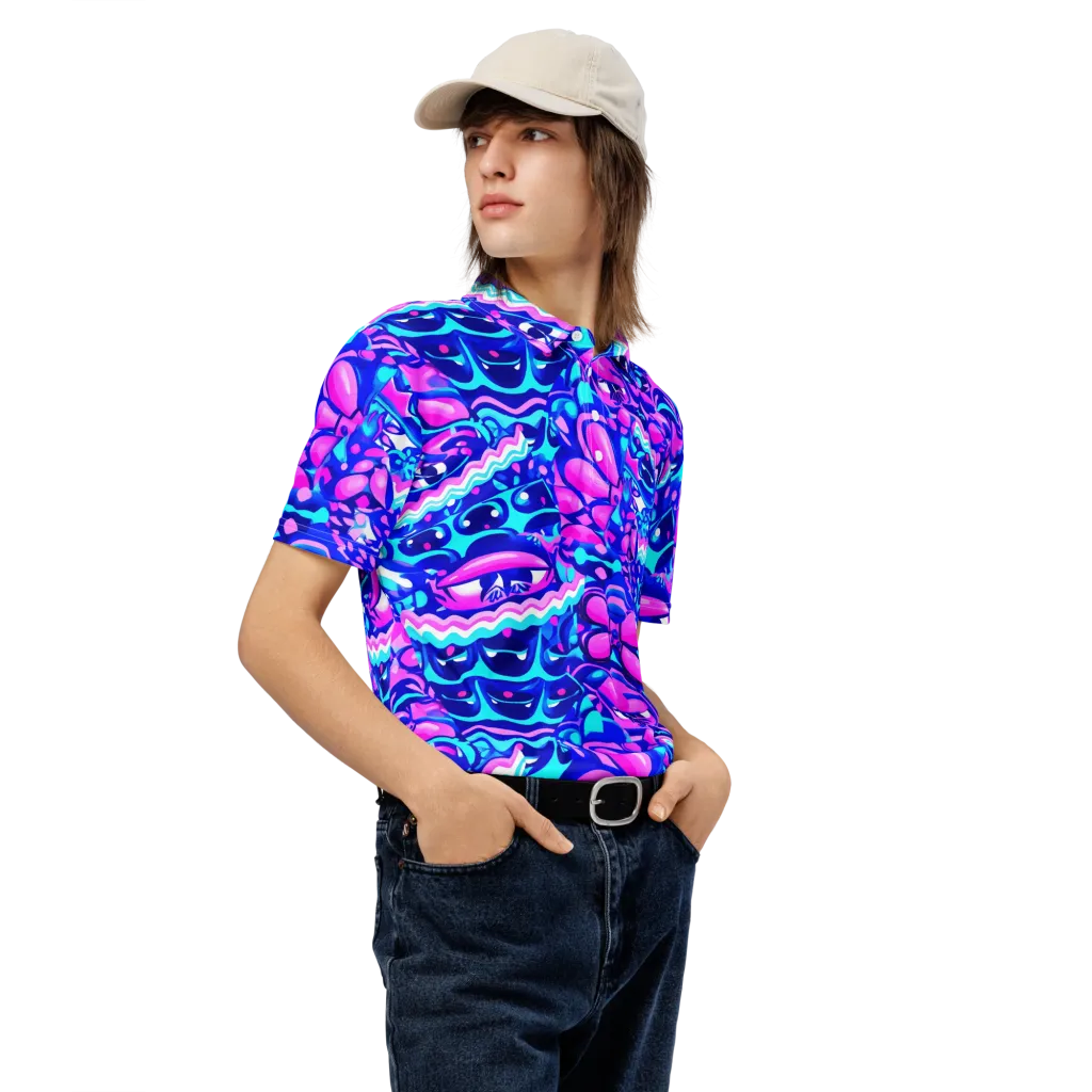 Electric Candy Riot on Men's Slim Fit Polo Shirt — Right Front