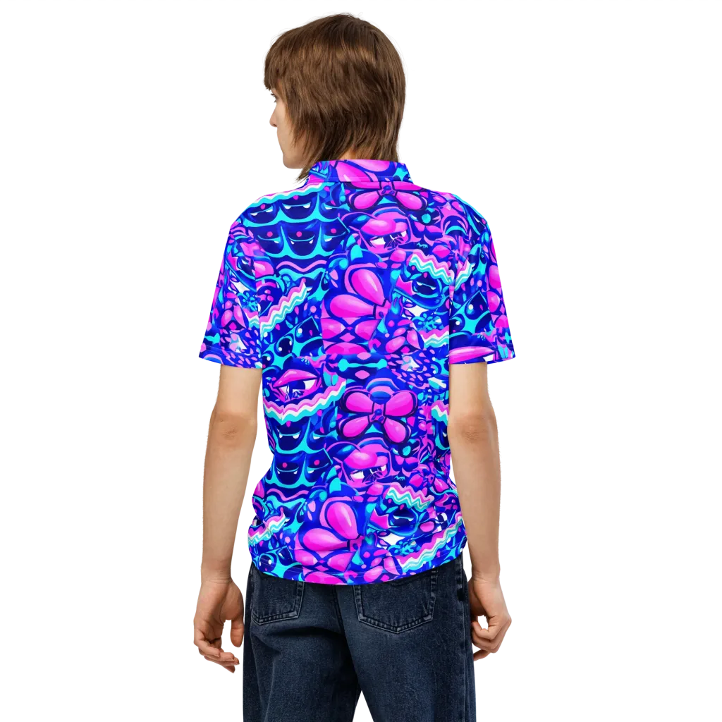 Electric Candy Riot on Men's Slim Fit Polo Shirt — Back