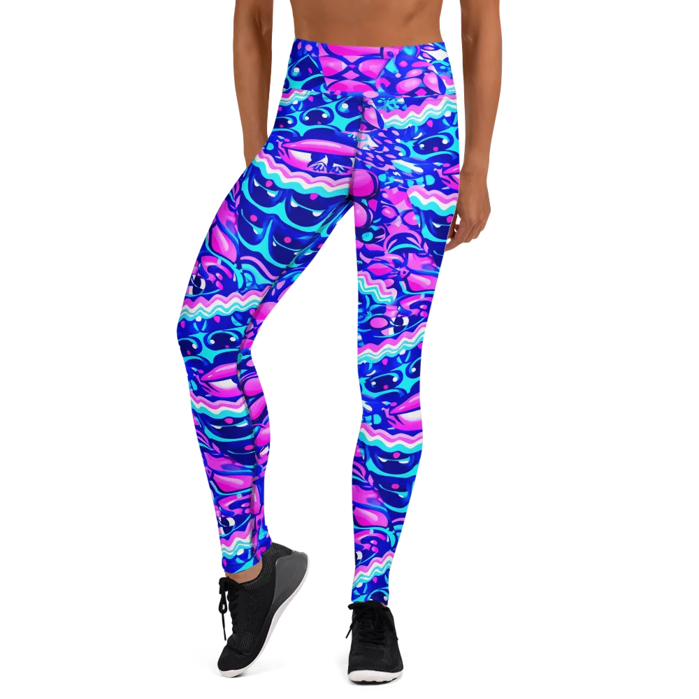Electric Candy Riot on Yoga Leggings — Front