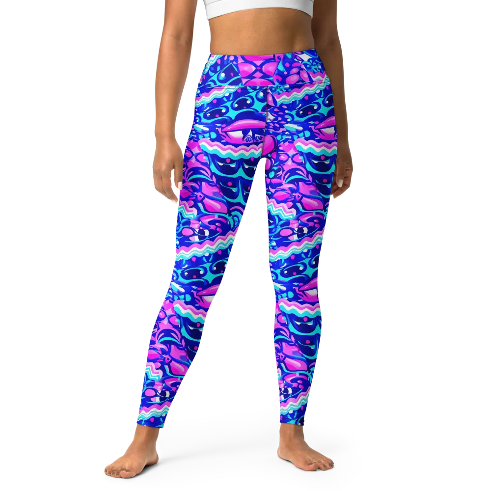 Electric Candy Riot on Yoga Leggings — Front