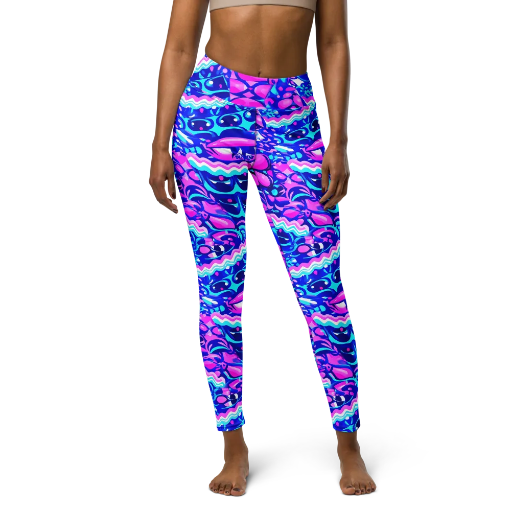 Electric Candy Riot on Yoga Leggings — Front