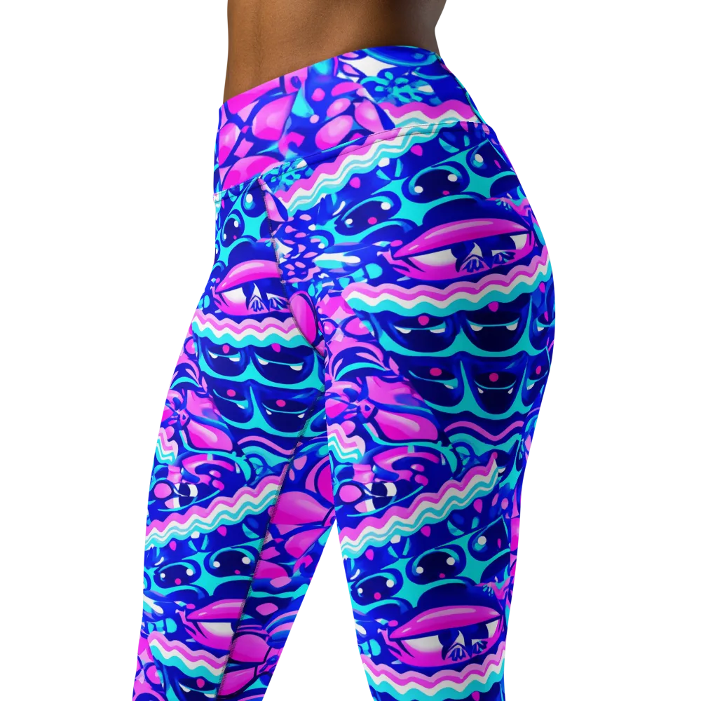 Electric Candy Riot on Yoga Leggings — Left Front